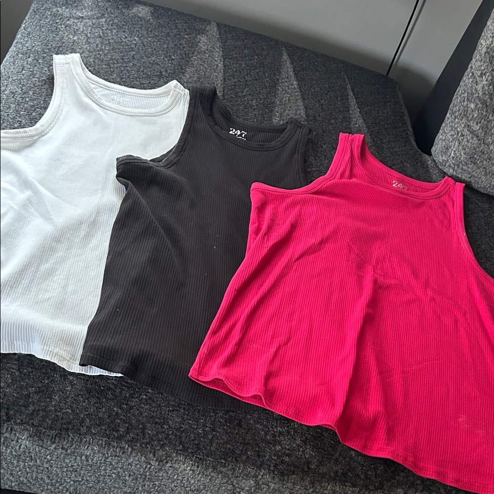 Maurices White, Black, and Pink Tank Tops
